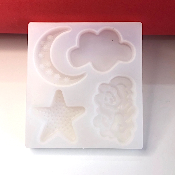 Молд силиконовый: месяц, звёзды, облака