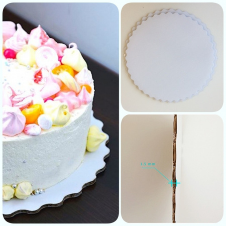 Подложка под торт двух-сторонняя белая/белая 3.5 мм Ø 26-38 см | упак. 10 шт