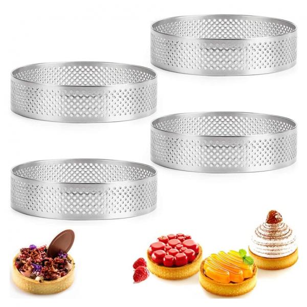 Формы для выпечки нерж.сталь перфорир. | набор 6 шт мини Кольца (высота 2 см, Ø 6-12 см)