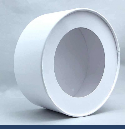 Коробка круглая с Окном (шайба) 145•60 мм Белая (крышка+дно)